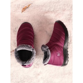 Unisex Waterproof Fur Lined Flat Heel Snow Boots