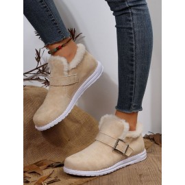 Casual Plain Non-Slip Slip On Flat Heel Snow Boots Buckle