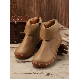 Women Casual Plain All Season Commuting Closed Toe PU Vintage Style Rubber Classic Boots Boots