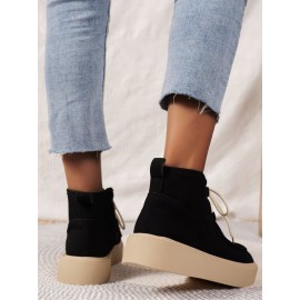 Casual Plain Non-Slip Zipper Block Heel Moccasin Boots