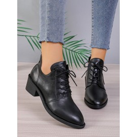 Vintage Plain Non-Slip Lace-Up Block Heel Classic Boots