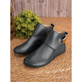 Women Casual Green Daily Adjustable Soft Leather Booties