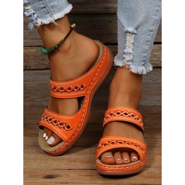 Retro Style Hollow Out Circular Embroidery Foot Casual Slippers