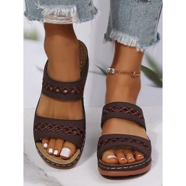 Retro Style Hollow Out Circular Embroidery Foot Casual Slippers