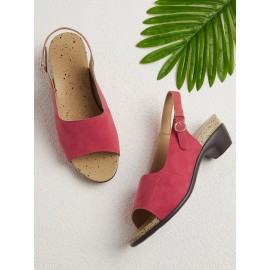 Retro Solid Simple Open Toe Chunky Heel Sandals