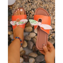 Tropical Plant Graphics Bowknot Vacation Beach Sandals