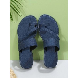 Casual Denim To Ring Slide Sandals