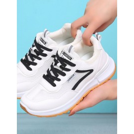 Sports Color Block Lace-Up Flat Heel Outdoor Sneakers