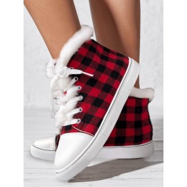 Casual Plaid Wearable Lace-Up Flat Heel Canvas Printing