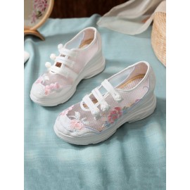 Breathable Mesh Floral Embroidery Casual Shoes