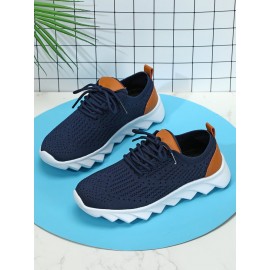 Sports Plain Breathable Lace-Up Flat Heel Fly Woven Shoes