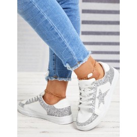 Silver Glitter Star Sneakers
