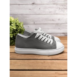 Women Breathable Flat Heel Canvas Lace-Up Shallow Shoes Casual EVA Canvas Shoes