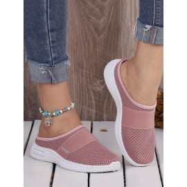 Casual Plain Breathable Slip On Flat Heel Fly Woven Shoes Split Joint