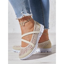 Breathable Hollow out Lace Panched Casual Slip-on Sneakers