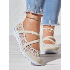 Breathable Hollow out Lace Panched Casual Slip-on Sneakers