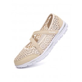 Breathable Hollow out Lace Panched Casual Slip-on Sneakers