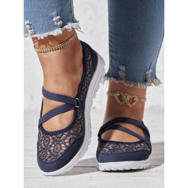 Breathable Hollow out Lace Panched Casual Slip-on Sneakers