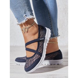 Breathable Hollow out Lace Panched Casual Slip-on Sneakers