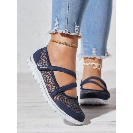 Breathable Hollow out Lace Panched Casual Slip-on Sneakers