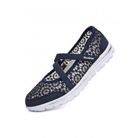 Breathable Hollow out Lace Panched Casual Slip-on Sneakers