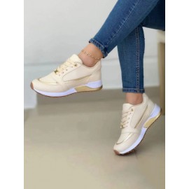 Casual Plain Breathable Lace-Up Flat Heel Chunky Trainers Hollow Out