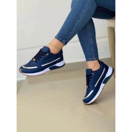 Casual Plain Breathable Lace-Up Flat Heel Chunky Trainers Hollow Out