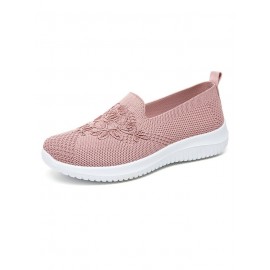 Sports Floral Breathable Slip On Flat Heel Fly Woven Shoes Embroidery