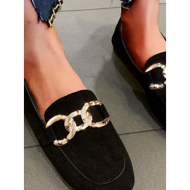 Casual Plain Slip On Low Heel Loafers