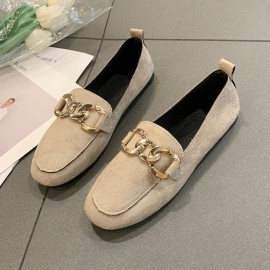 Casual Plain Slip On Low Heel Loafers