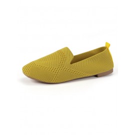 Casual Breathable Mesh Fabric Square Toe Slip On Shoes