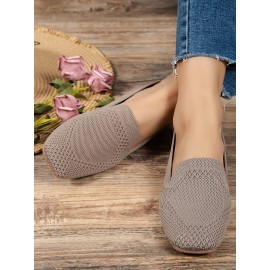 Casual Breathable Mesh Fabric Square Toe Slip On Shoes