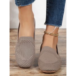 Casual Breathable Mesh Fabric Square Toe Slip On Shoes