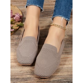 Casual Breathable Mesh Fabric Square Toe Slip On Shoes