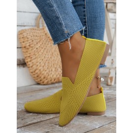 Casual Breathable Mesh Fabric Square Toe Slip On Shoes