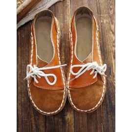 Women's Casual Vintage Round Toe Flats All Season Shoes