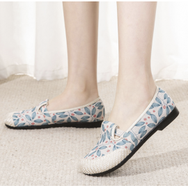 Casual Floral Slip On Flat Heel Shallow Shoes