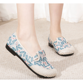 Casual Floral Slip On Flat Heel Shallow Shoes