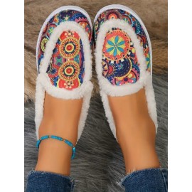 Ethnic Ethnic Non-Slip Slip On Flat Heel Deep Mouth Shoes Printing