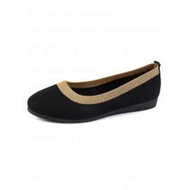 Casual Color Block Breathable Slip On Flat Heel Shallow Shoes