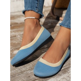 Casual Color Block Breathable Slip On Flat Heel Shallow Shoes