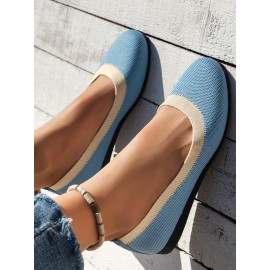 Casual Color Block Breathable Slip On Flat Heel Shallow Shoes