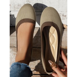 Casual Color Block Breathable Slip On Flat Heel Shallow Shoes