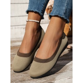 Casual Color Block Breathable Slip On Flat Heel Shallow Shoes