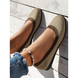 Casual Color Block Breathable Slip On Flat Heel Shallow Shoes