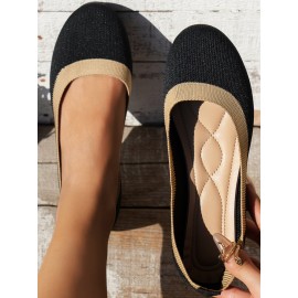 Casual Color Block Breathable Slip On Flat Heel Shallow Shoes