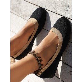 Casual Color Block Breathable Slip On Flat Heel Shallow Shoes