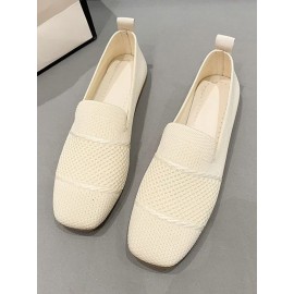 Casual Plain Breathable Slip On Low Heel Deep Mouth Shoes Hollow Out