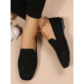 Casual Plain Breathable Slip On Low Heel Deep Mouth Shoes Hollow Out