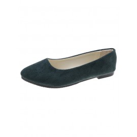 Plain All Season Simple Daily Velvet Flat Heel Round Toe Pu Slip On Shallow Shoes for Women